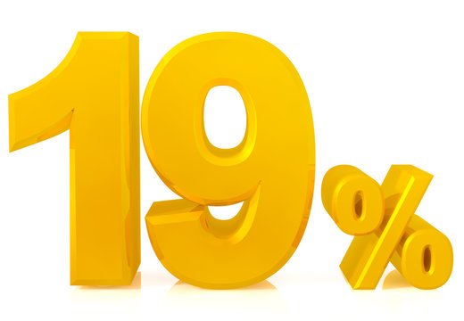 nineteen percent gold 3d rendering