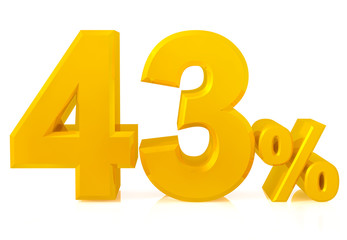 Fourty three percent gold 3d rendering