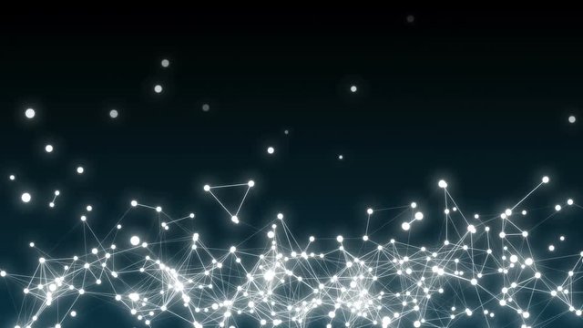 Abstract glowing white dots and wire frame looping animated background