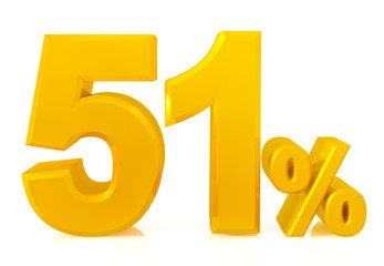 fifty one percent gold 3d rendering