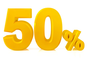 fifty percent gold 3d rendering