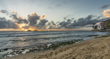 Strand, Hotel, Sonnenuntergang