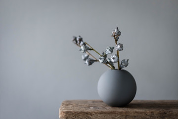 eukalyptus frucht in runder vase