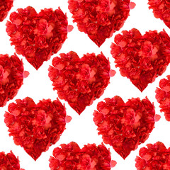 pattern of red azalea flowers in form of the heart on white background isolated