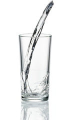water splashing from glass isolated on white background