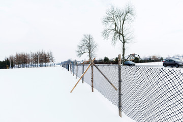 snow barrier on the road
