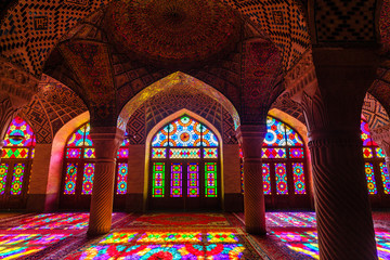 Fototapeta na wymiar Nasir ol Molk Mosque is a traditional mosque in Shiraz, Iran. It is known as Masjed-e Naseer ol Molk in Persian and was built in 1876 - 1888.
