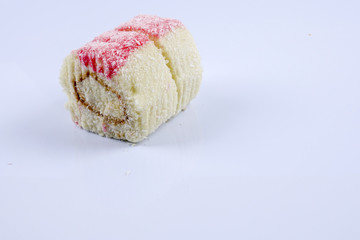 Cake roll. isolated on white.