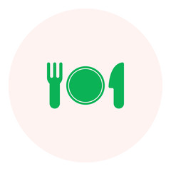 Restaurant icon - Flat design, glyph style icon - Colored enclosed in a circle