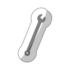 middle shadow sticker grayscale with wrench vector illustration