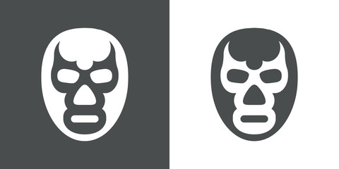 Icono plano mascara luchador gris y blanco