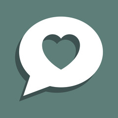 Icono plano mensaje corazon en fondo gris