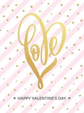 Love Valentine heart gold card text