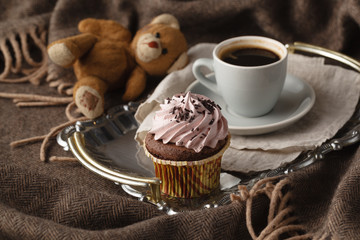Relaxing coffee cup and books