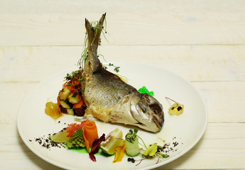Roasted fish with vegetables