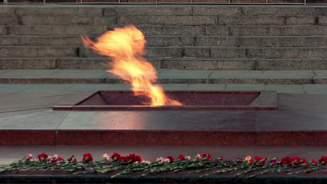 War Memorial. Eternal Flame on Victory Square, Minsk in honour of the soldiers of the Soviet Army and partisans of Belarus.