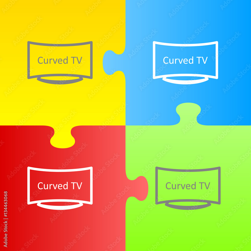 Poster curved led tv minimalistic vector icon for web design and mobile application user interface
