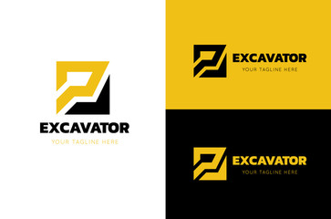 Obraz premium Backhoe and excavator logo template.