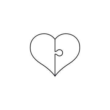 Heart Puzzle line art icon. St. Valentine's Day concept. Vector Illustration