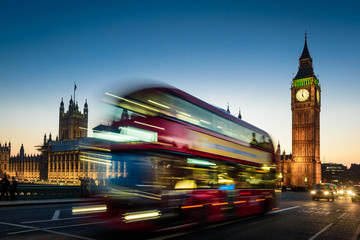 Big Ben and London Bus - obrazy, fototapety, plakaty