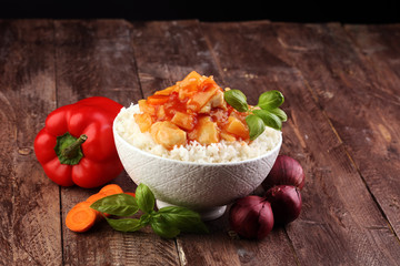 Sweet and Sour Chicken on Rice