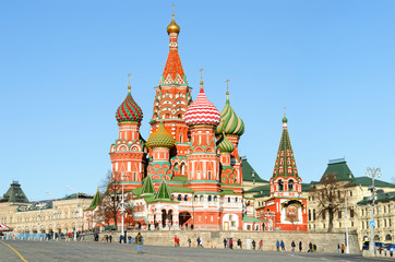 Moscow,Russia,Red square,view of St. Basil's Cathedral - obrazy, fototapety, plakaty