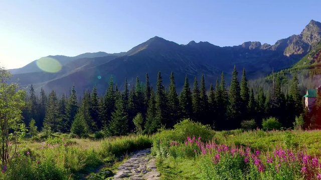 Little huts in the Tatra mountains in Poland