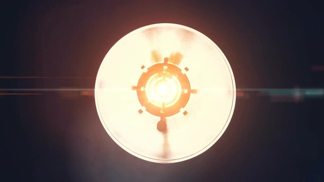 Spotlights Rampenlicht geht an und flackert - Blitzlichtgewitter