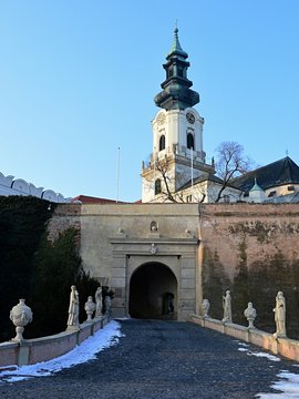 Bridge and main gate to Nitra castle, western Slovakia.