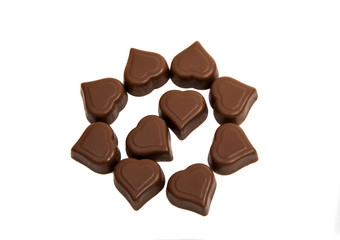 chocolate candy hearts isolated