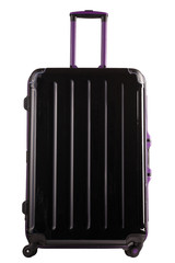 Black plastic suitcase isolated on white background