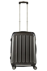 Deep grey plastic suitcase isolated on white background