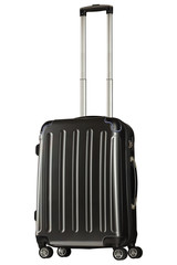 Deep grey plastic suitcase isolated on white background