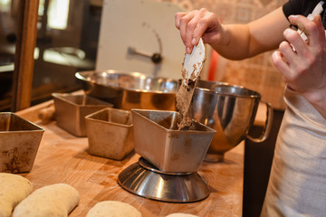 dough in a metal bowl