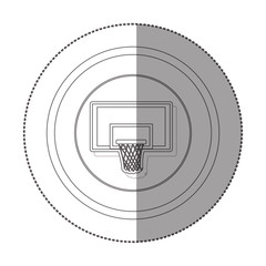 silhouette sticker with circular shape of square basketball hoop vector illustration