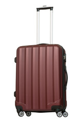 Burgundy / marsala plastic suitcase isolated on white background