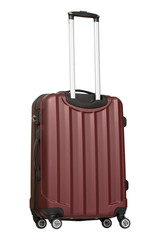 Burgundy / marsala plastic suitcase isolated on white background