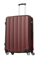 Burgundy / marsala plastic suitcase isolated on white background