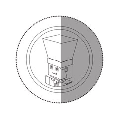 silhouette sticker blocks with portrait male chef shading . Vector illustration