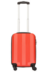 Orange suitcase isolated on white background