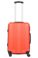 Orange suitcase isolated on white background