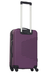 Obraz premium Purple plastic suitcase isolated on white background