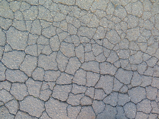 Cracked asphalted road