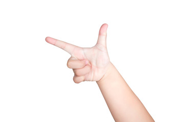 Kid or Children hand isolated on white background with clipping path