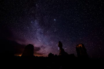 Foto op Plexiglas Balanced Rock at Night © kojihirano