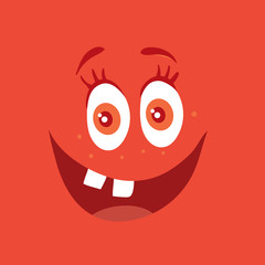 Funny Smiling Monster Red Smile Bacteria Character