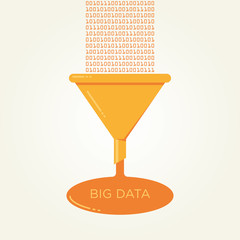 Big Data analysis filter funnel Vector illustration flat