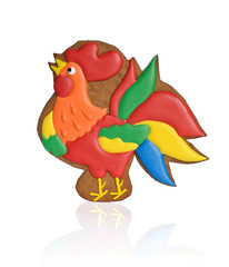 Gingerbread - rooster. Isolated on white background.