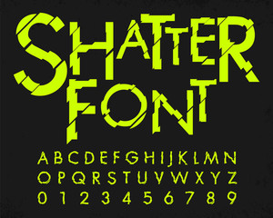 Letter and number with shatter font design