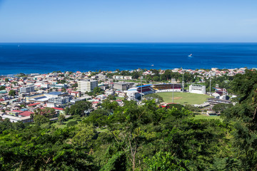 Fototapeta na wymiar Rosseau Dominica from Mountaintop